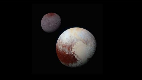 Pluto a jeho mesiac Charón. Zdroj: NASA / Johns Hopkins University Applied Physics Laboratory / Southwest Research Institute